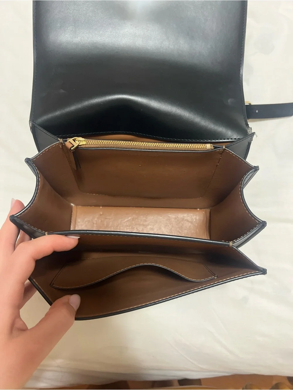 Tory Burch Eleanor Black Leather Crossbody with Gold Emblem